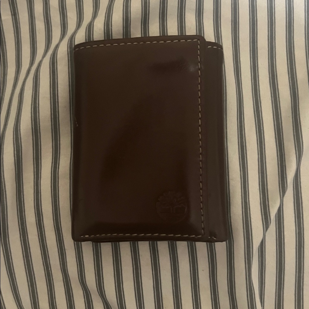 Timberland Dark Brown Leather Trifold Wallet
